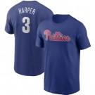 Men's Philadelphia Phillies #3 Bryce Harper Blue Printed T Shirt 112257
