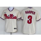 Men's Philadelphia Phillies #3 Bryce Harper Cream Cool Base Jersey