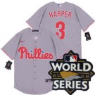 Men's Philadelphia Phillies #3 Bryce Harper Gray 2022 World Series Cool Base Jersey