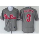 Men's Philadelphia Phillies #3 Bryce Harper Gray Authentic Jersey