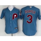 Men's Philadelphia Phillies #3 Bryce Harper Light Blue Cool Base Jersey