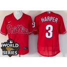 Men's Philadelphia Phillies #3 Bryce Harper Red 2022 World Series Authentic Jersey
