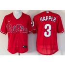 Men's Philadelphia Phillies #3 Bryce Harper Red Authentic Jersey