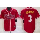 Men's Philadelphia Phillies #3 Bryce Harper Red City Fashion Cool Base Jersey