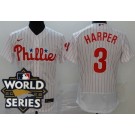 Men's Philadelphia Phillies #3 Bryce Harper White 2022 World Series Authentic Jersey