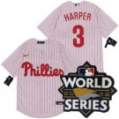 Men's Philadelphia Phillies #3 Bryce Harper White 2022 World Series Cool Base Jersey