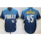 Men's Philadelphia Phillies #45 Zack Wheeler Blue 2024 City Player Number Cool Base Jersey