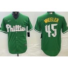 Men's Philadelphia Phillies #45 Zack Wheeler Kelly Green Celtic Cool Base Jersey