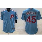 Men's Philadelphia Phillies #45 Zack Wheeler Light Blue Cool Base Jersey