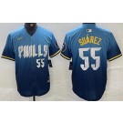 Men's Philadelphia Phillies #55 Ranger Suarez Blue 2024 City Player Number Cool Base Jersey