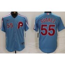 Men's Philadelphia Phillies #55 Ranger Suarez Light Blue Player Number Cool Base Jersey
