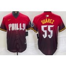 Men's Philadelphia Phillies #55 Ranger Suarez Red 2024 City Connect Limited Jersey