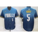 Men's Philadelphia Phillies #5 Bryson Stott Blue 2024 City Player Number Cool Base Jersey