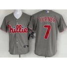 Men's Philadelphia Phillies #7 Trea Turner Gray Cool Base Jersey