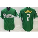 Men's Philadelphia Phillies #7 Trea Turner Kelly Green Celtic Cool Base Jersey
