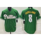 Men's Philadelphia Phillies #8 Nick Castellanos Kelly Green Celtic Cool Base Jersey