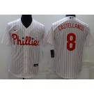 Men's Philadelphia Phillies #8 Nick Castellanos White Cool Base Jersey