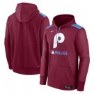 Men's Philadelphia Phillies Burgundy Authentic Collection Performance Pullover Hoodie