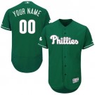 Men's Philadelphia Phillies Customized Green Celtic FlexBase Jersey