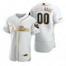 Men's Philadelphia Phillies Customized White Gold 2020 FlexBase Jersey