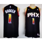 Men's Phoenix Suns #1 Devin Booker Black 2022 Statement Icon Sponsor Swingman Jersey