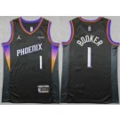 Men's Phoenix Suns #1 Devin Booker Black 2025 Statement Sponsor Swingman Jersey