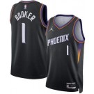Men's Phoenix Suns #1 Devin Booker Black Statement Heat Press Jersey