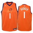 Men's Phoenix Suns #1 Devin Booker Orange Statement Icon Hot Press Jersey