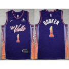 Men's Phoenix Suns #1 Devin Booker Purple 2023 City Icon Sponsor Swingman Jersey