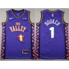 Men's Phoenix Suns #1 Devin Booker Purple 2024 City Sponsor Swingman Jersey