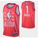 Men's Phoenix Suns #1 Devin Booker Red Diamond 75th 2022 All Star Heat Press Jersey