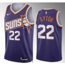 Men's Phoenix Suns #22 DeAndre Ayton Purple 2023 Icon Heat Press Jersey