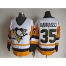 Men's Pittsburgh Penguins #35 Tom Barrasso White Throwback Jersey