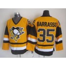 Men's Pittsburgh Penguins #35 Tom Barrasso Yellow Throwback Jersey