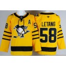 Men's Pittsburgh Penguins #58 Kris Letang Yellow Alternate Authentic Jersey