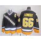 Men's Pittsburgh Penguins #66 Mario Lemieux Black 1990s Throwback Jersey