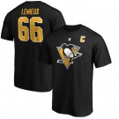 Men's Pittsburgh Penguins #66 Mario Lemieux Black Printed T Shirt 112564