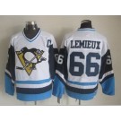 Men's Pittsburgh Penguins #66 Mario Lemieux White Blue Throwback Jersey