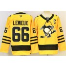 Men's Pittsburgh Penguins #66 Mario Lemieux Yellow Alternate Authentic Jersey