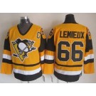 Men's Pittsburgh Penguins #66 Mario Lemieux Yellow Throwback Jersey
