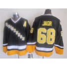 Men's Pittsburgh Penguins #68 Jaromir Jagr Black 1990s Throwback Jersey