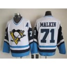 Men's Pittsburgh Penguins #71 Evgeni Malkin White Blue Throwback Jersey