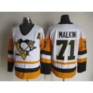 Men's Pittsburgh Penguins #71 Evgeni Malkin White Throwback Jersey