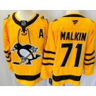 Men's Pittsburgh Penguins #71 Evgeni Malkin Yellow Alternate Authentic Jersey