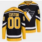 Men's Pittsburgh Penguins Customized Black 2022 Reverse Retro Authentic Jersey