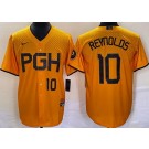 Men's Pittsburgh Pirates #10 Bryan Reynolds Yellow 2023 City Connect Player Number Cool Base Jersey