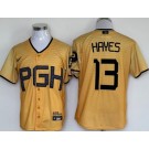Men's Pittsburgh Pirates #13 Ke'Bryan Hayes Yellow 2023 City Connect Cool Base Jersey