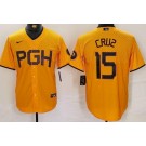 Men's Pittsburgh Pirates #15 Oneil Cruz Yellow City Connect Cool Base Jersey