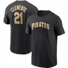 Men's Pittsburgh Pirates #21 Roberto Clemente Black Printed T Shirt 112619