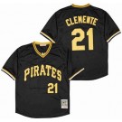 Men's Pittsburgh Pirates #21 Roberto Clemente Black Throwback Jersey
